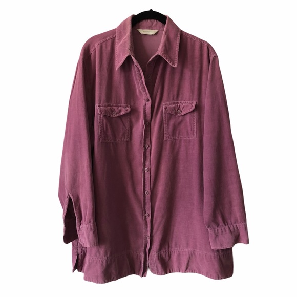 Woolworths Tops - Purple Corduroy Long Sleeve Button Down Large